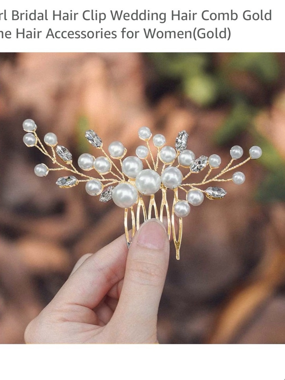 Gold Pearl and Crystal Bridal Hair Comb - Wedding Hair Accessory